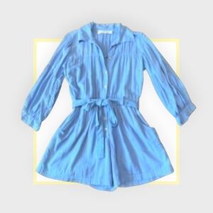 Jens Pirate Bootie Secret Garden Romper Long Sleeve Large Blue EUC